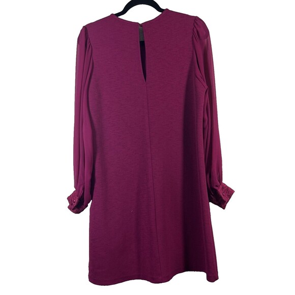 Nanette Lepore Dress Size 6 Red Pomegranate Lace Semi Sheer Sleeve - Picture 7 of 16